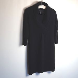 H&M Shawl Neck Knitted L/S Dress Black, Size XS